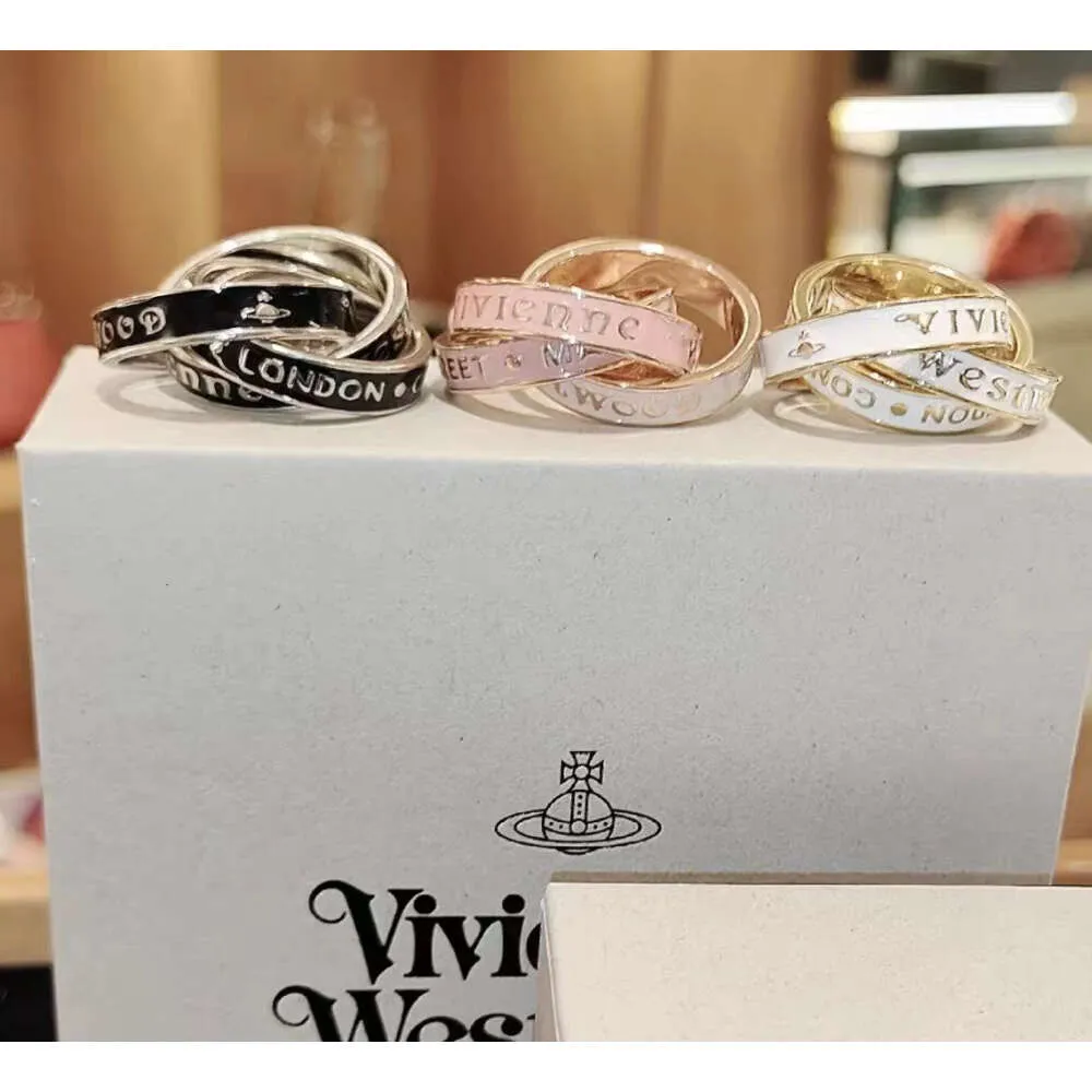 Niuhuo 23 Western Empress Dowagers trois anneaux et trois anneaux Ring en émail pour Womens High Edition Light Luxury Senior Couple Ring