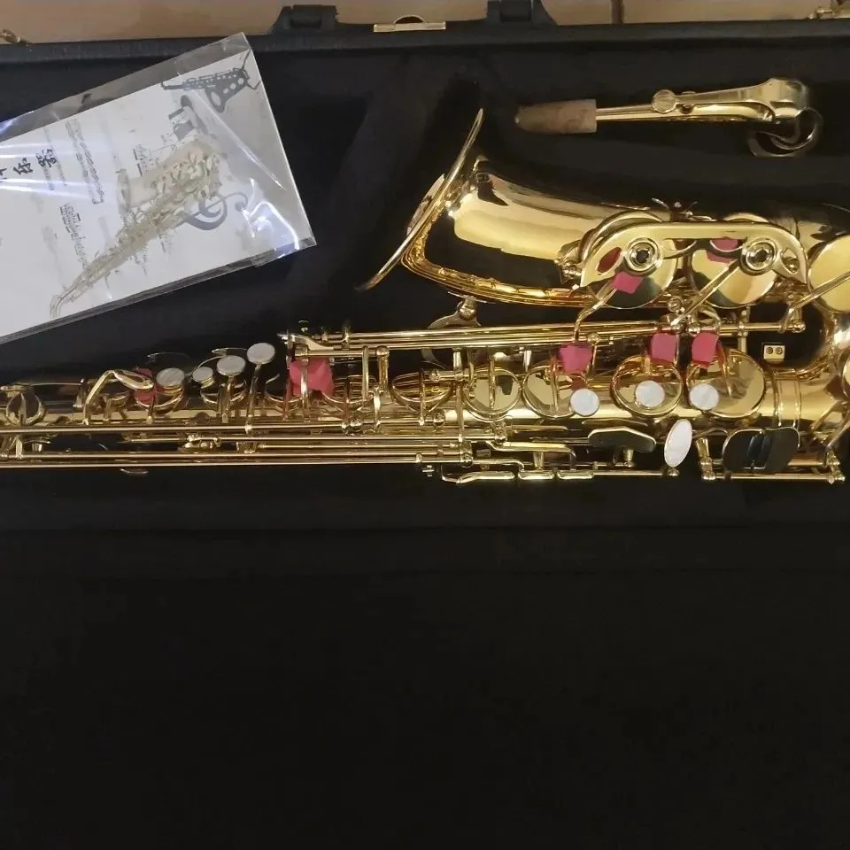 Gold-Flat-Tone Professional Alto Sax Brass Połączony złoto 901 Oryginalny ton saksofonu jeden na jeden saksofon