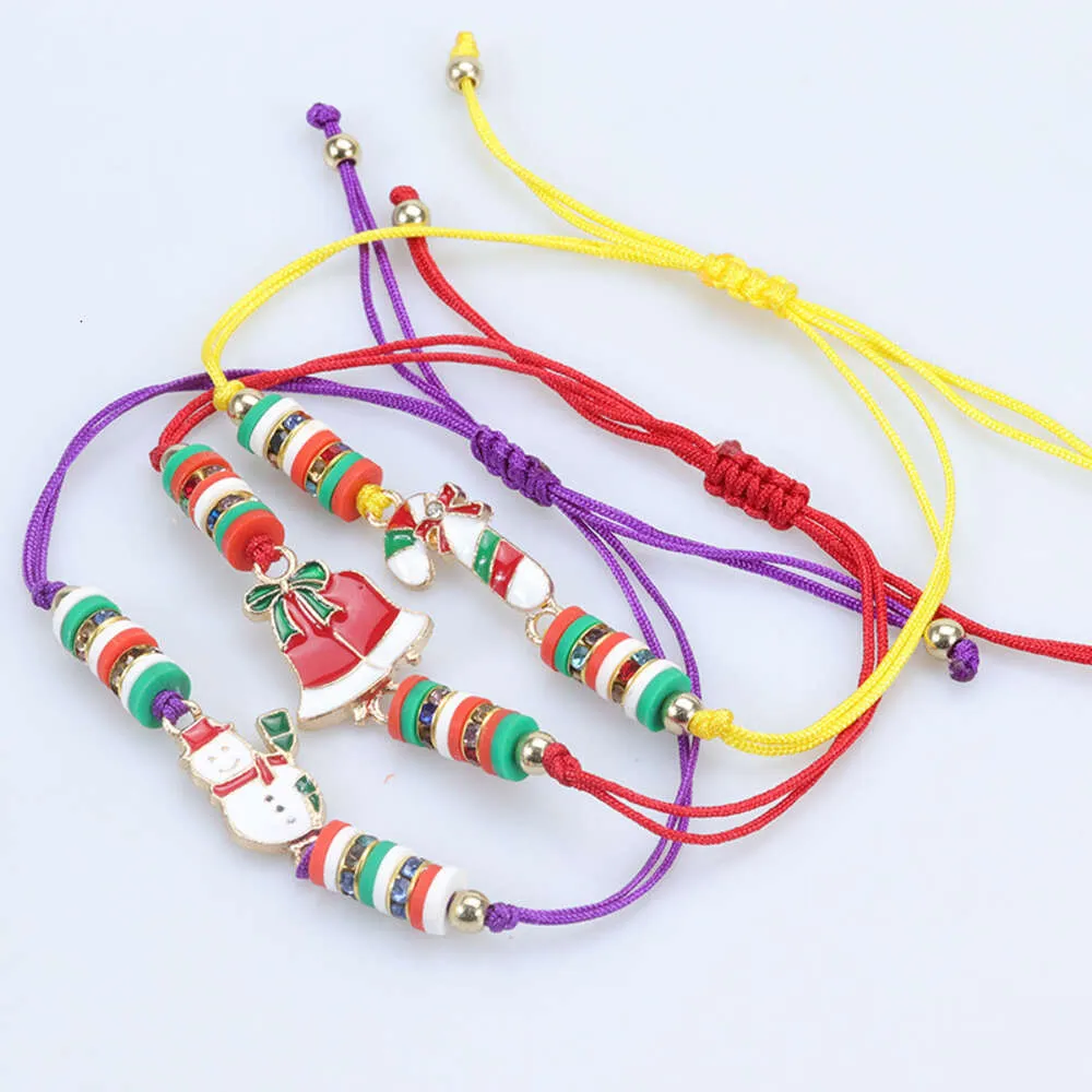 NewKids Pulseira de Natal Colorida Árvore de Natal Papai Noel Corda Colar Conjunto de Presente Ajustável para Melhores Amigos Amizade com Miçangas Joias Y2k Atacado