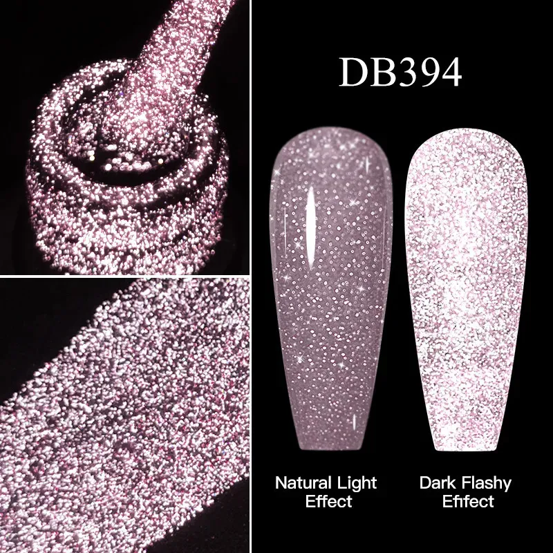 Nagellack Mtssii Reflektierendes Glitzergel Rosa Funkelnde Pailletten Soak Off UV Semipermanente Kunstdekoration 231020