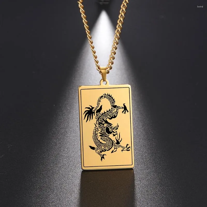 Anhänger Halsketten Dreamtimes Chinesischer Drache Amulett Edelstahl Männer Anhänger Kette Für Freund Schmuck Kreativität Geschenk Großhandel