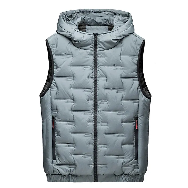 Gilets pour hommes hommes automne/hiver décontracté à la mode sans manches col montant multicolore chaud à capuche gilet s 231020