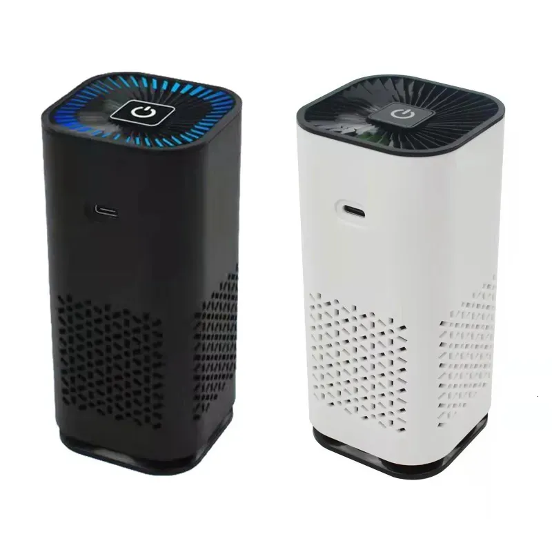 Eteriska oljor diffusorer Small Air Purifier Jonic Car Deodorizer HEPA Fresheners Filter Luftrengörare för hembilsresor sovrumskontor 231021