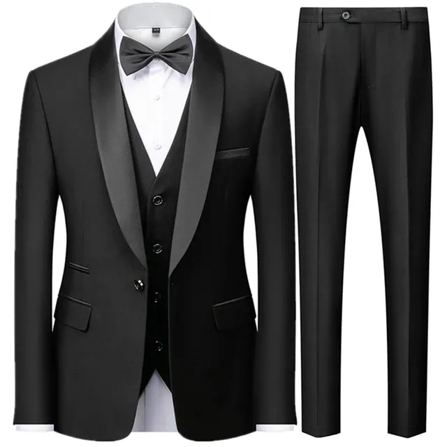 Anzug Mantel Hose Weste 3-teiliges Set Mode Herren Casual Boutique Business Hochzeit Bräutigam Kleid Blazer Jacke Hose