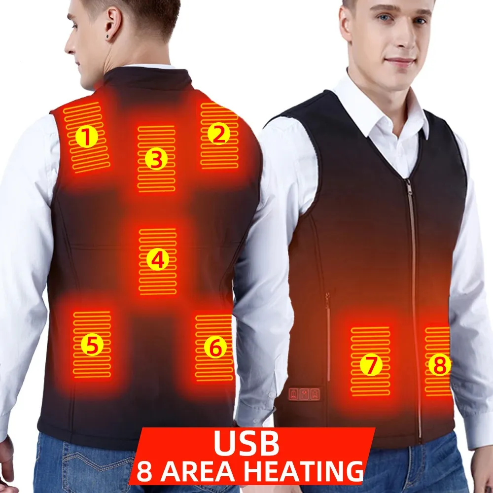 Men's Vests Winter Mens Thermal Clothing Electrical Cotton Heated Vests USB Heating Down Jacket Warm Sleeveless Women Fishing Hunting 231020