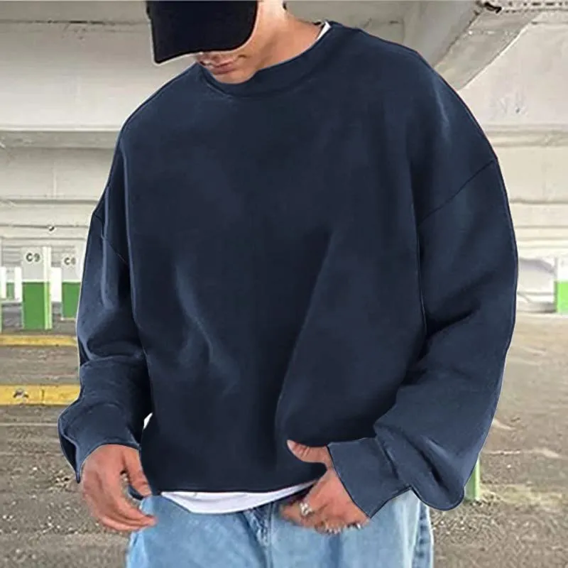 Men's Hoodies Mens Simple Casual Loose Oversize Solid Hoodless Pullover Sweater Jogging European Style Korean