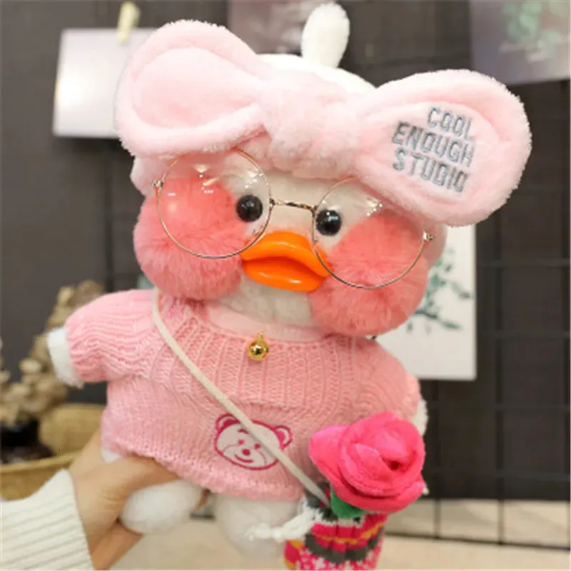 Poupées en peluche en gros 30 cm mignon LaLafanfan café canard jouet en peluche doux Kawaii poupée animal oreiller cadeau d'anniversaire pour enfants enfants 231020