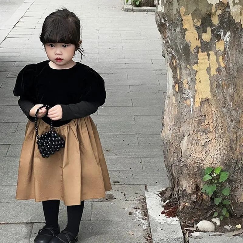 Flicka klänningar vår höst koreansk stil flickor klänning barn kläder elegant bollklänning för barnfest prinsessa 3-8 år