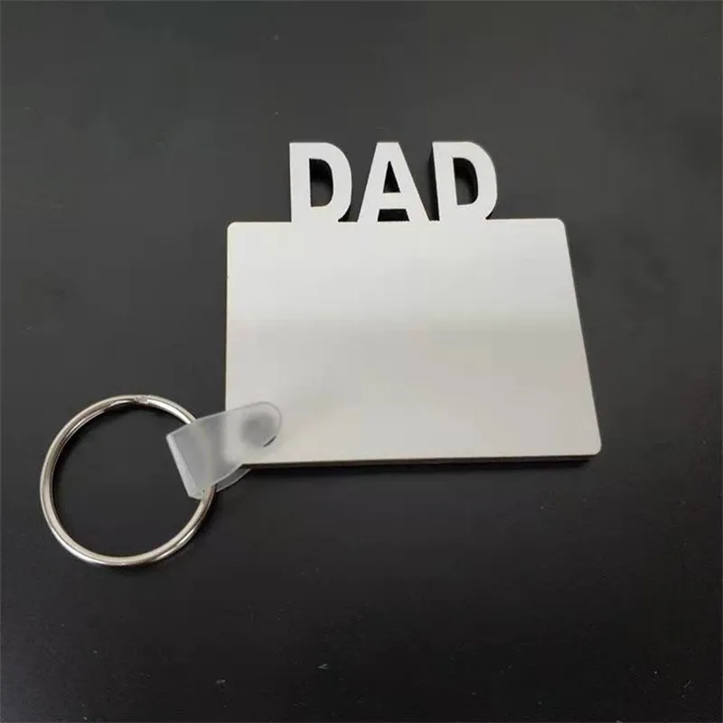 Sublimation MOM DAD FAM Keychain Father's Mother's Day Gift Party Favor Blank MDF Custom Key Rings