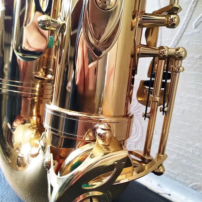 Guld 875 Original en än samma struktur Professional Alto Saxophone Drop E Tone mässing Guldpläterad skalknapp Alto Sax