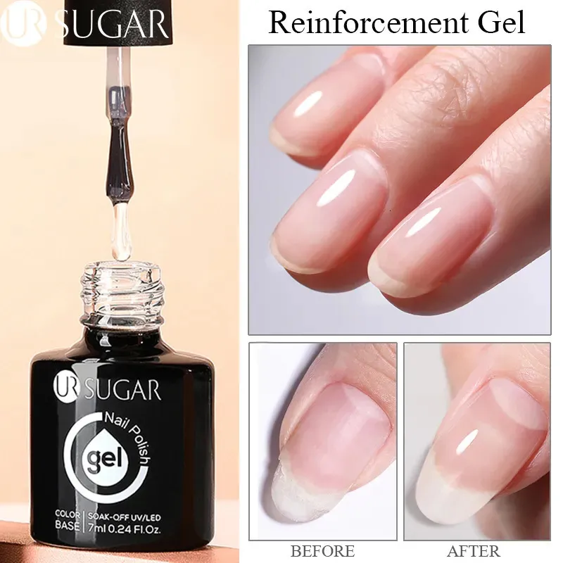 Nagellack ur socker 7 ml armering gelfunktion tjock bas topprock transparent blöt av uv led konstmanikyr 231020