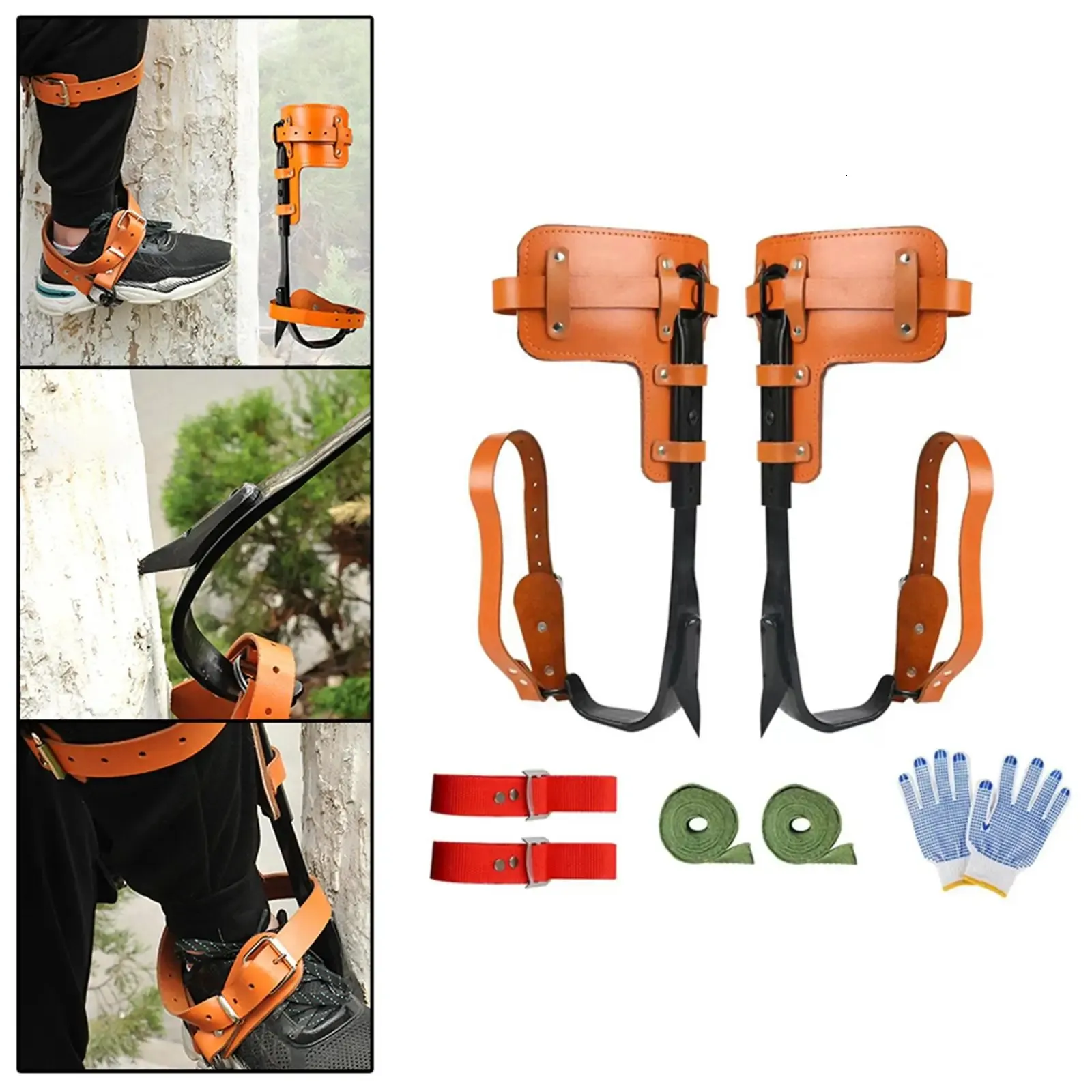 Tree Climbing Spike with Gloves Outdoor Straps Tree Spikes for Climbing Tree