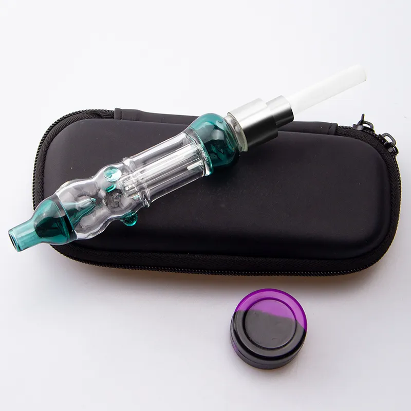 NC026 Kit de tabagisme portable Bubbleur de tuyaux de filtre en verre coloré avec 510 filetage Titane ou pointes de quartz Pipes de tampons