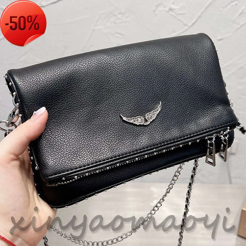 2023SS akşam çantaları popüler kadın çanta çanta çanta kanatları elmas demirleme zadig et voltaire perçinler koyun derisi deri messenger crossbody el çantaları iki zincir bayan