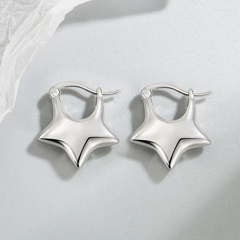Hoopörhängen Kofsac enkel femspetsig stjärna öronspänne för kvinnor mode 925 Sterling Silver Lady Jewelry Creative
