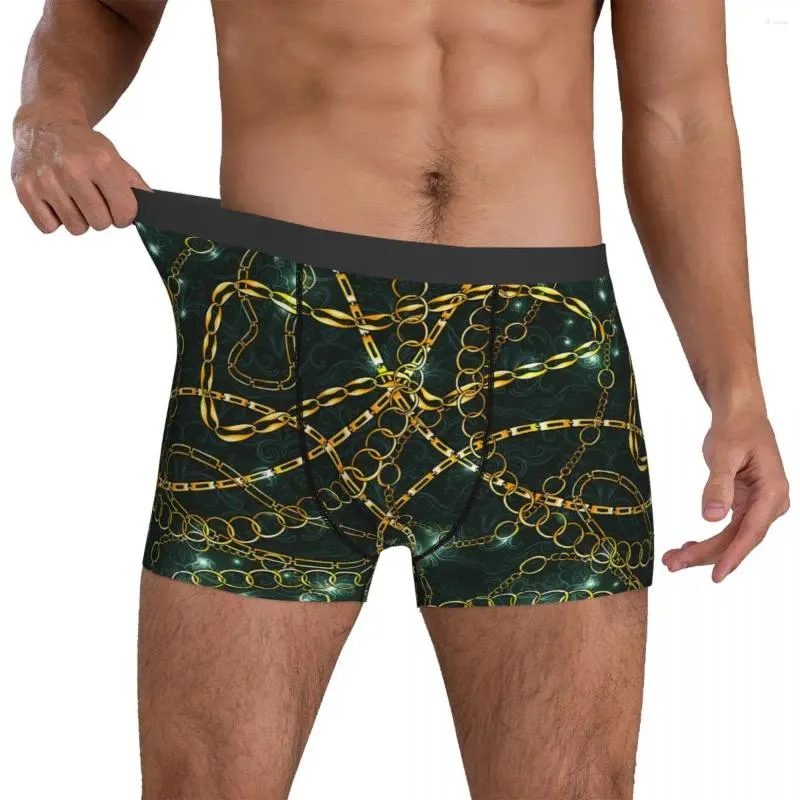 Sous-vêtements chaîne impression sous-vêtements Vintage Damask 3D pochette Trenky Boxer Shorts personnalisé bricolage bref doux hommes culottes grande taille 2XL