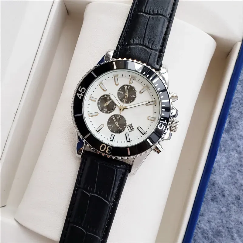 2023 Nowe luksusowe męskie zegarki Trzy igły kwarc zegarek zegarek na rękę swobodny zegar Montre Homme Top luksusowy projektant marki zegarek skórzany pasek Orologio di Lusso