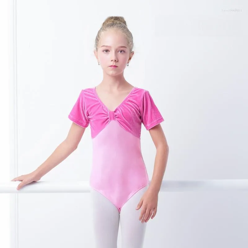 Scenkläder kort/långärmad balettgymnastik Leotards tjej varm bodysuit dans ballerina kläder barn barn unitard danskläder