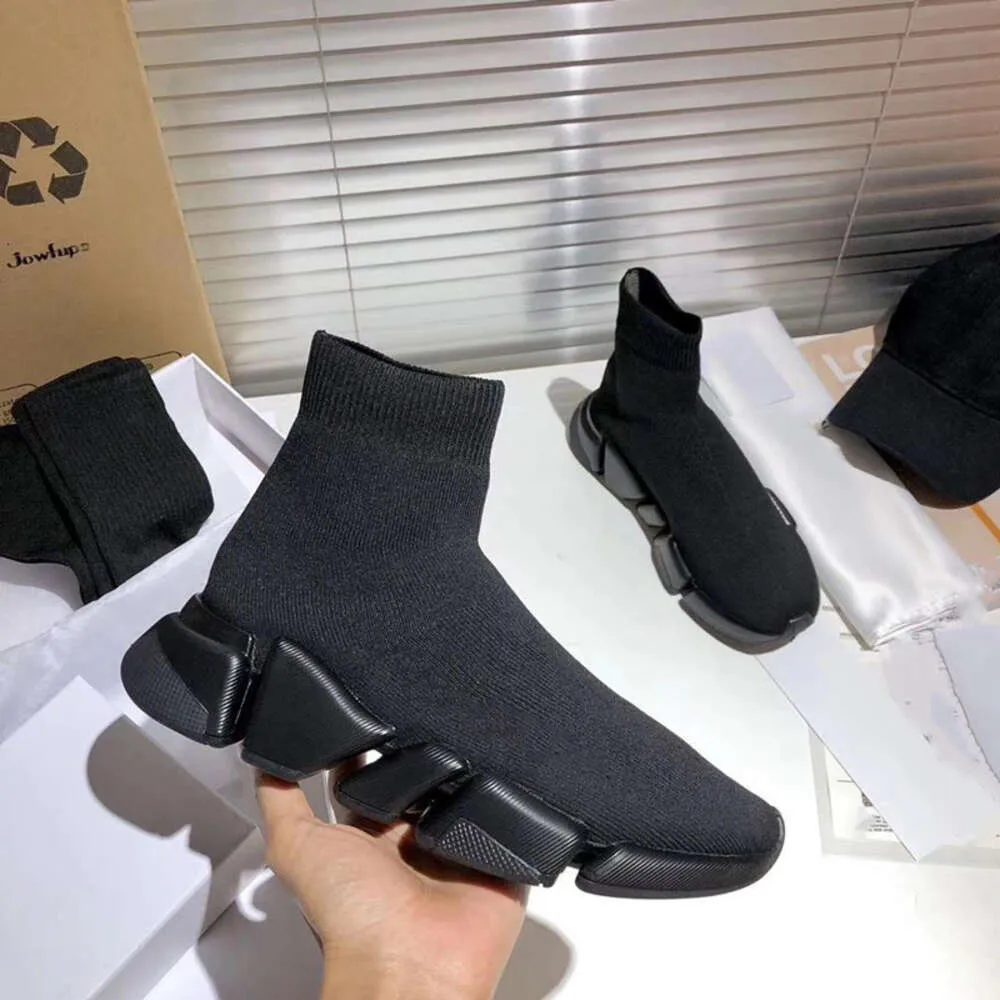2023 Luxury Brand Designer Socks Shoes Speed ​​Trainer Sneaker High Platform Män Kvinnor Andningsskor Sportskor