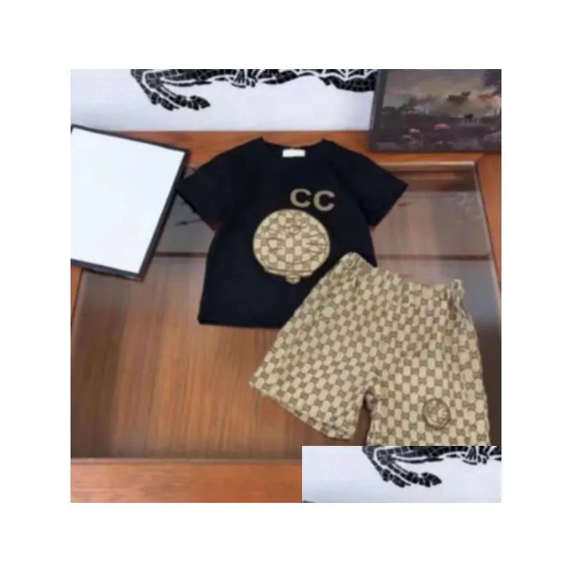 Fashion New Summer Clothing Sets Designer Brand Cotton Short Sleeves Clothes Suits Tops Pants Baby Toddler Boy Clothing Kids Children Girl