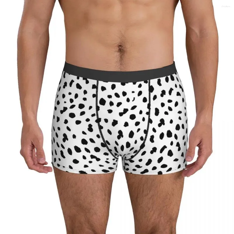 Underbyxor dalmatiska hundtryck underkläder svartvitt bekväma design shorts trosor för man 3d påse stor storlek stam