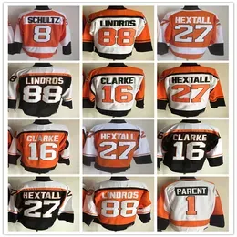 Men Ccm Vintage Hockey Jerseys 88 Eric Lindros 16 Bobby Clarke 27 Ron Hextall 1 Bernie Parent 8 Dave Schultz Ed Retro Uniforms Black