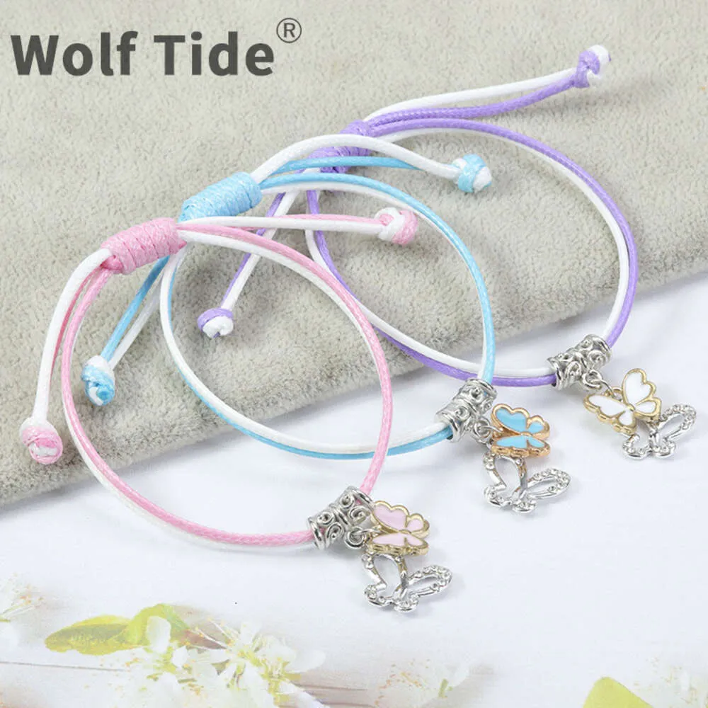 Three Friends Woven Bracelet Korean Style Cute Butterfly Flower Star Girls Friendship Bracelets Charms Vsco Braid Bangle Set Aesthetic Jewelry Accessories Gifts