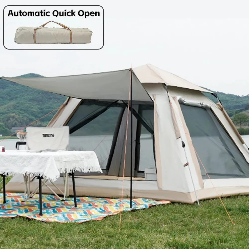 Tents and Shelters 5-8 Person Outdoor Automatic Quick Open Tent Rainfly Waterproof Camping Tent Family Outdoor Instant Setup Tent with Carring Bag 231021