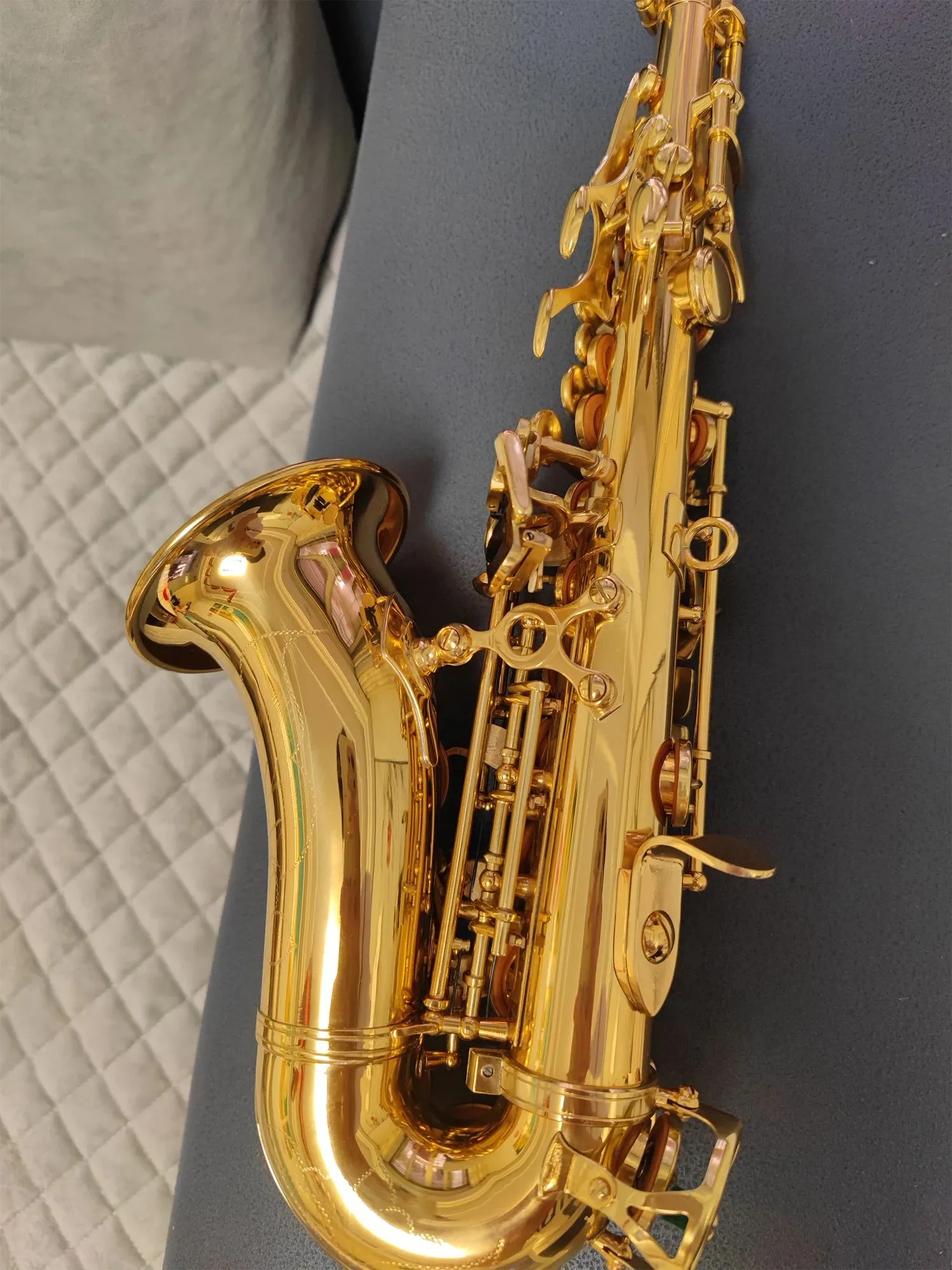 Klassisk original 54 Struktur Modell B-platt professionell krökt sopransaxofon guldpläterad rörkropp högkvalitativ saxsopran 00 00