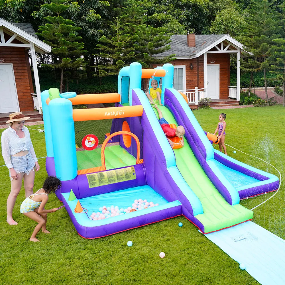 Nadmuchiwany bounce house slajd slajd park slajdak z piłką strzelanie do wspinaczki skakanie i basen basenowy Kids Dmakisty zamek z dmuchawą na podwórko na świeżym powietrzu