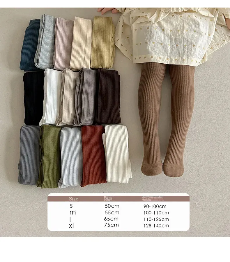 Leggings Tights Baby Kids Autumn Winter Toddler Girls Boys Ribbed Stockings Cotton Warm Pantyhose Solid Candy Color 09Years 231020