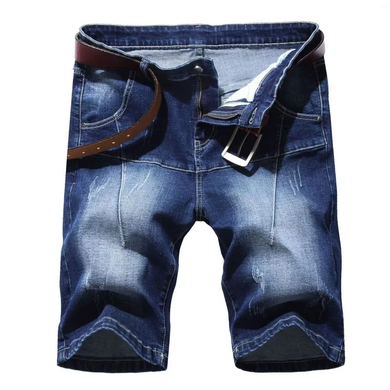 Mäns shorts Jeans denim Jean Pocket rippade vanlig komfort andas ut utomhus dagliga mode streetwear blå mikroelastik