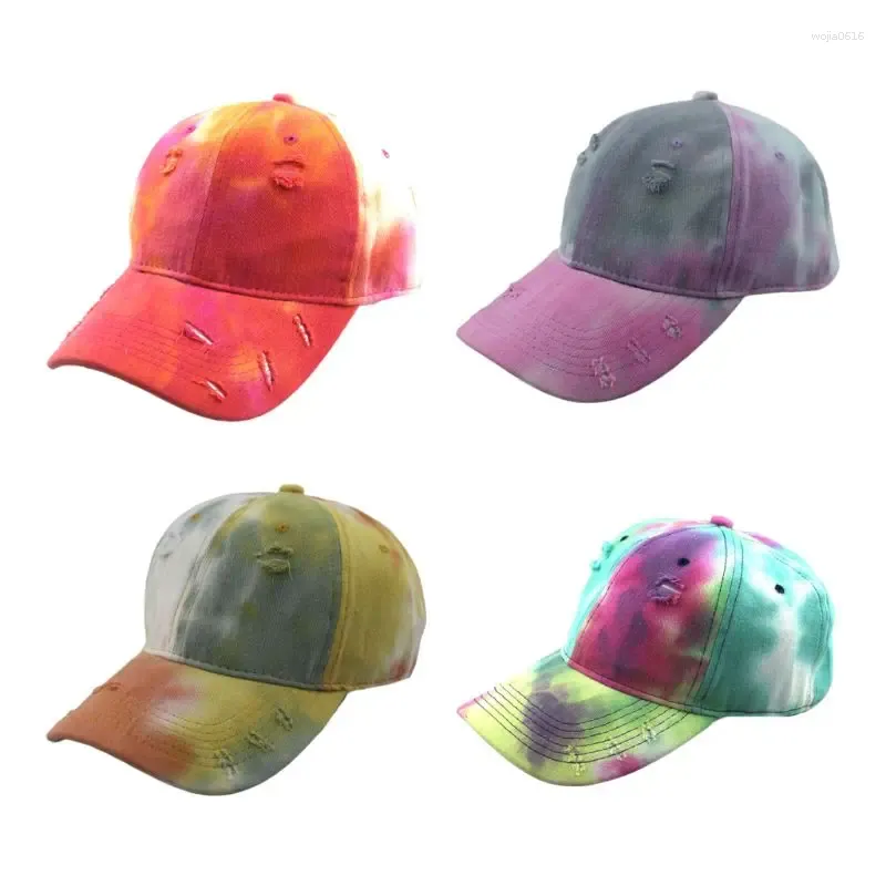 Bonés de bola unisex vintage lavado angustiado algodão boné de beisebol colorido gradiente tie-dye impresso verão festival ao ar livre esporte para chapéu