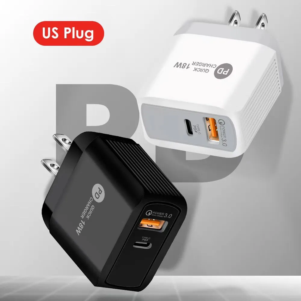 Chargeur USB type-c 18W QC 3.0, charge rapide, adaptateur mural pour téléphone portable, iPhone 15, Xiaomi 13, Samsung