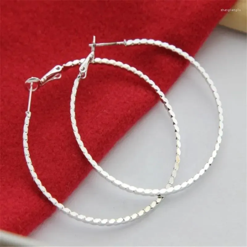 Boucles d'oreilles créoles en argent sterling 925, motif ondulé, grand 5 cm, pour mariage, Noël, Saint-Valentin, bijoux, cadeaux de fête