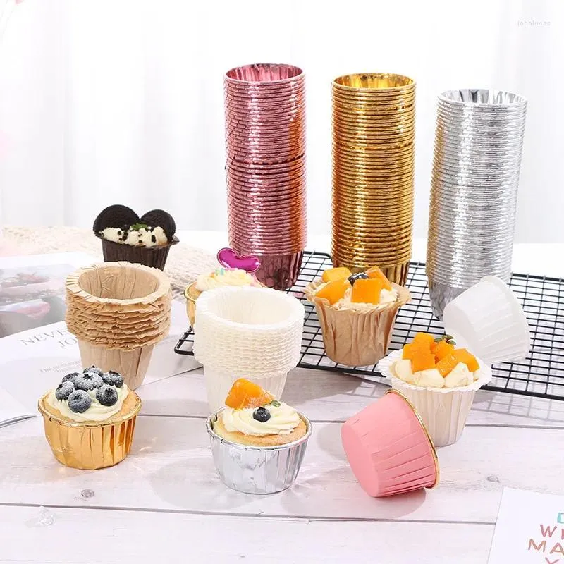 Envoltório de presente folha de alumínio papel mini bolo cozimento copos muffin cupcake molde copo forros para festa de casamento festival