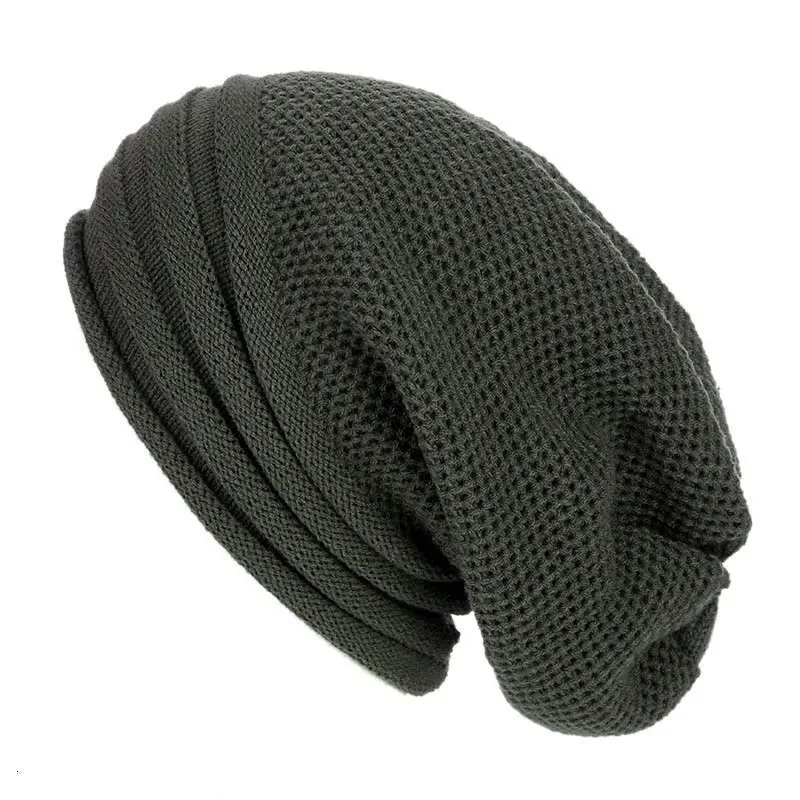 Breda randen hattar hink vintern baggy slouchy beanie hatt ull stickad varm mössa för män kvinnor överdimensionerade skidåkning cappello uomo 231020