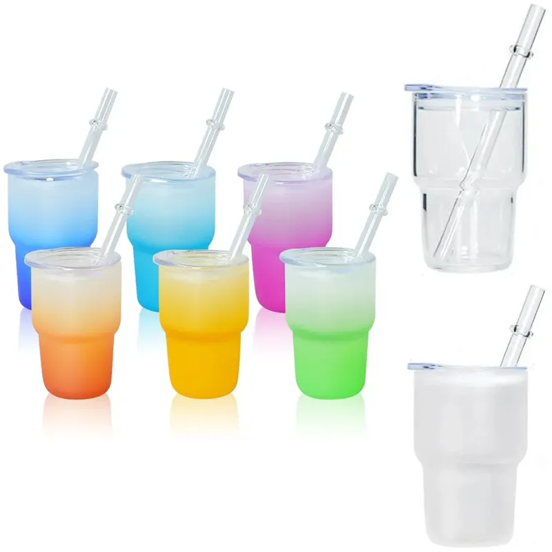 Gradient Mini Bulk Tumblers With Straws 3oz Frosted Glass Cup With Clear  Lids & Straws For Iced Beverages, Cocktail, Whiskey, Travel, And Bar From  Topshenzhen, $2.24