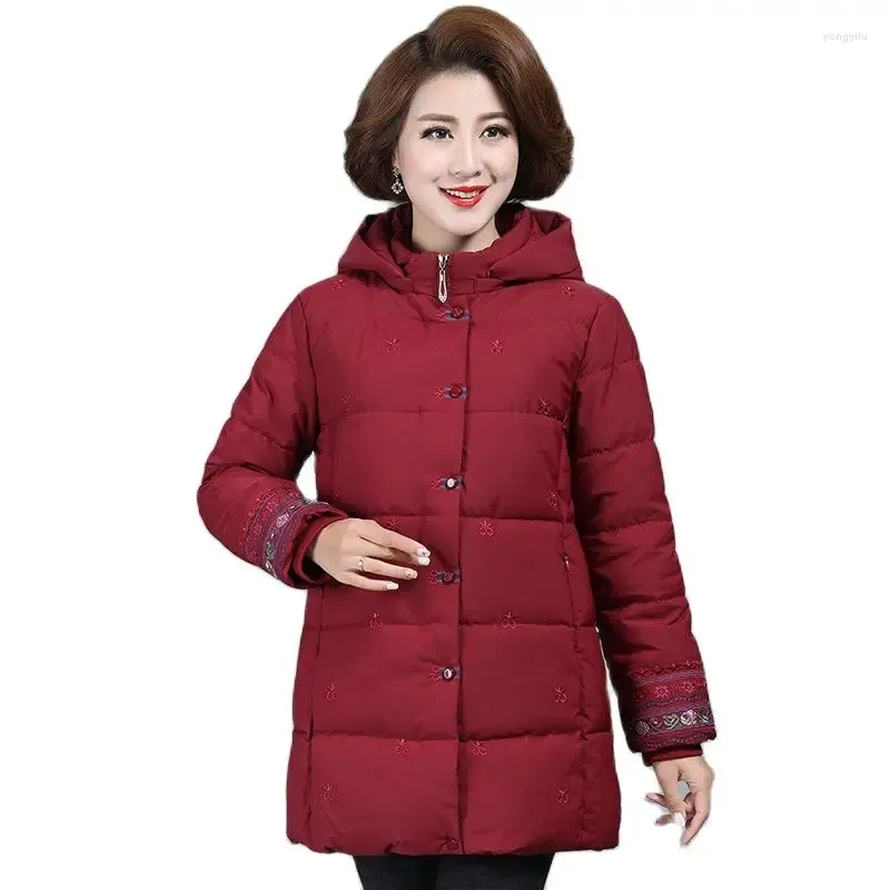 2023 Embroidered Cotton Long Coat Womens Warm Winter Jacket With Thick