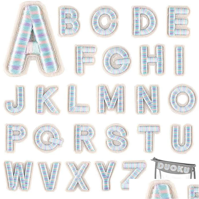 Nozioni Iron On Letteres Colorf 3D Alfabeto ricamato Appliques Adesivo A-Z Lettere Distintivo Decorare Riparazione per vestiti Camicie Cappelli