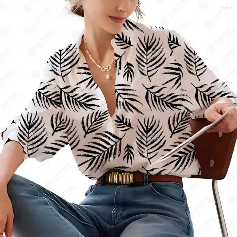 Blusas femininas camisa casual moda temperamento topo camisa elegante feminino colarinho botão toda a temporada meia idade solto ajuste continente china