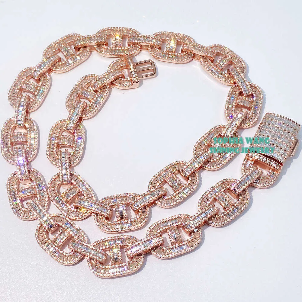 Wholesale 15mm Mens Cuban Link Necklace Hip Hop 14k 18k Gold Plated Cuban Link Diamond Moissanite Chain for Men