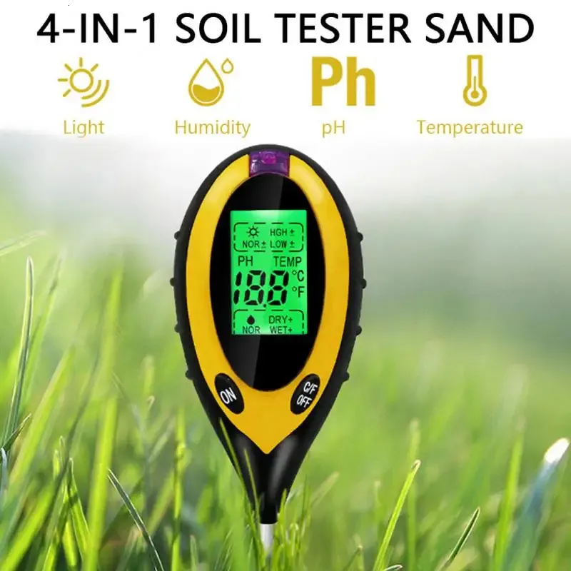 PH-meters 4-in-1 digitale bodemtester Bodem PH-monitor Temperatuur Vochtmeter bodemdetector Zonlichttester voor tuinplanten Landbouw 231020