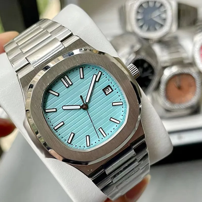 남성용 스포츠 시계 블루 다이얼 40mm 디자이너 접이식 버클 904L 스테인리스 스틸 Sapphire Crystal Glass S19 자동 기계식 고품질 Montre De Luxe Watch