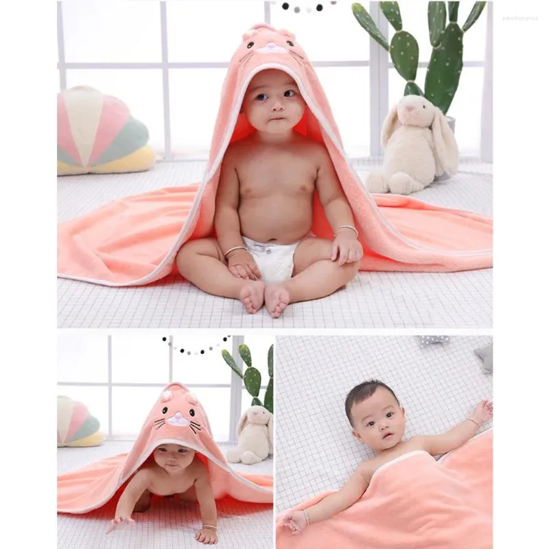 Couvertures bébé serviette de bain né avec capuche dessin animé corail polaire infantile serviettes couverture peignoir