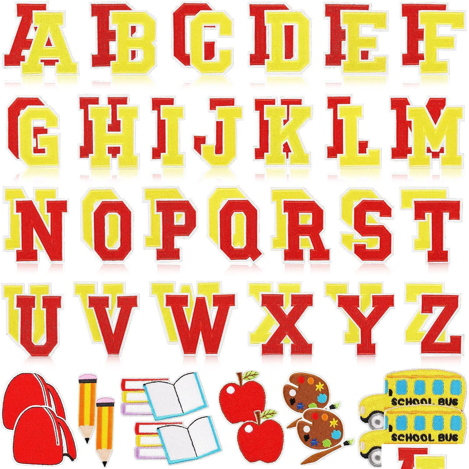Notions Back To School Iron Ones Apple Red Letters Embroidered A-Z Alphabet Badge Decorate Repair Appliques For Clothes Shirts Drop