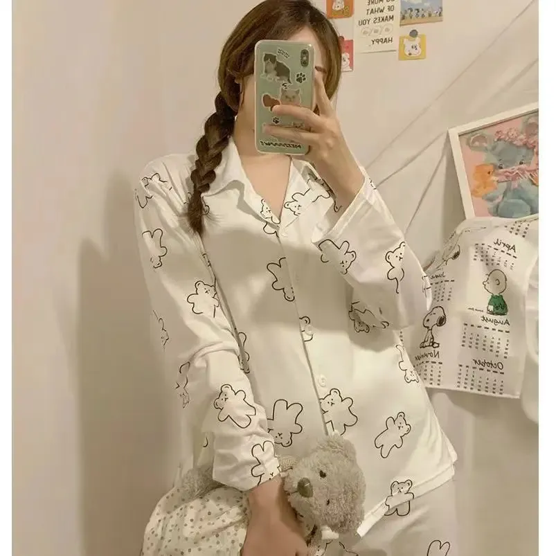 Women's Two Piece Pants Women's pajamas Winter Sets Sleepwear for Sleeping Warm House Clothes Cute Matching sets of large size plus size Female Clothing 231021