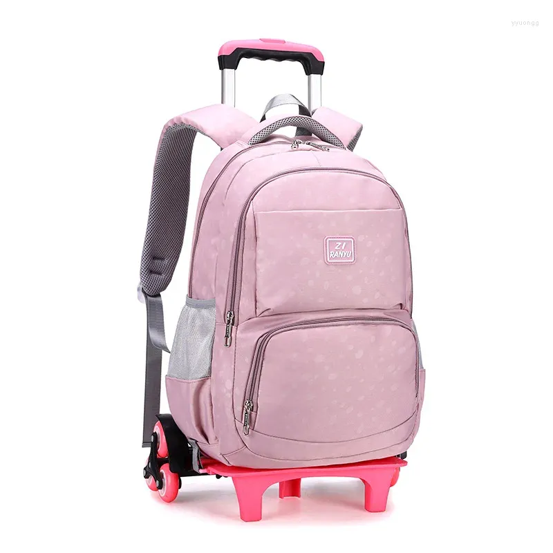 Sacs d'école Ziranyu Sac à roulettes Sac à dos roulant pour filles Bagages Chariot étanche