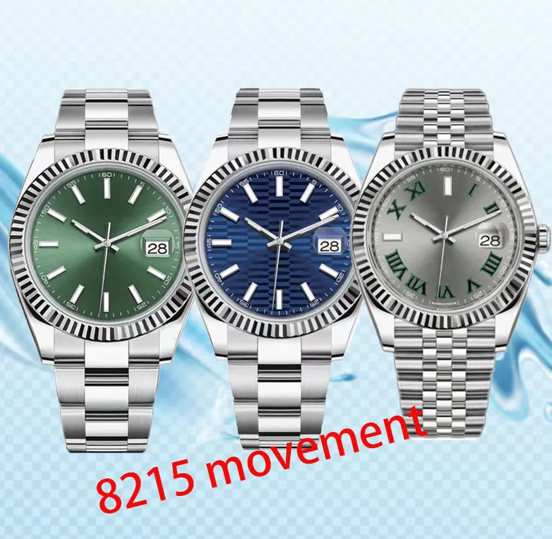 Data apenas 8215 movimento Designer Mens Relógios Automatic36 41mm Cinta de Aço Inoxidável Luminosa À Prova D 'Água Mulheres Assista Casais Estilo Clássico Relógios de Pulso de Luxe