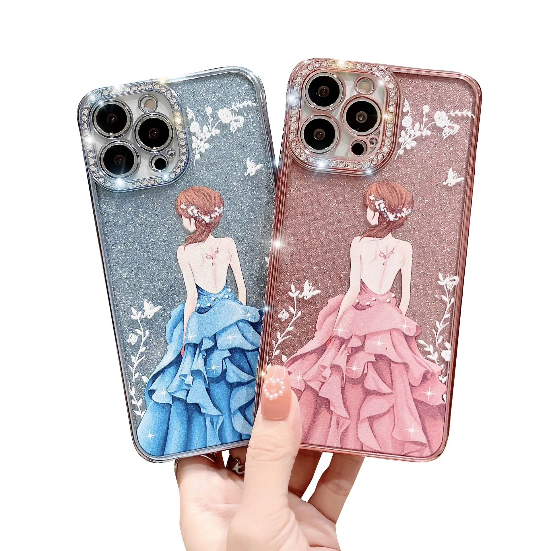 Rhinestone Luxury Phone Cases High Design beautiful girl Apple Mobile Phone TPU Soft Case Shockproof Diamonds Back Covers For IPhone 15 Pro Max Ultra 14 13 12 Plus